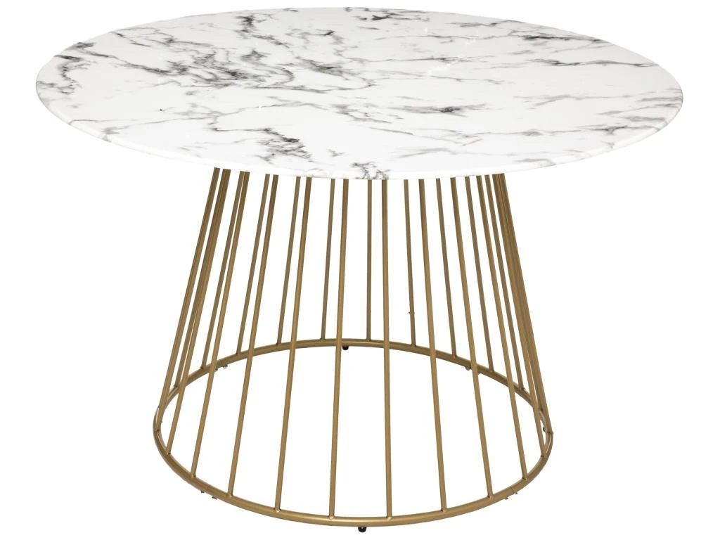 Table À Manger "rayo", Plateau Verre Trempé Effet Marbre, Blanc Dimensions 120x120x75 3 Table À Manger "rayo", Plateau Verre Trempé Effet Marbre, Blanc Dimensions 120x120x75