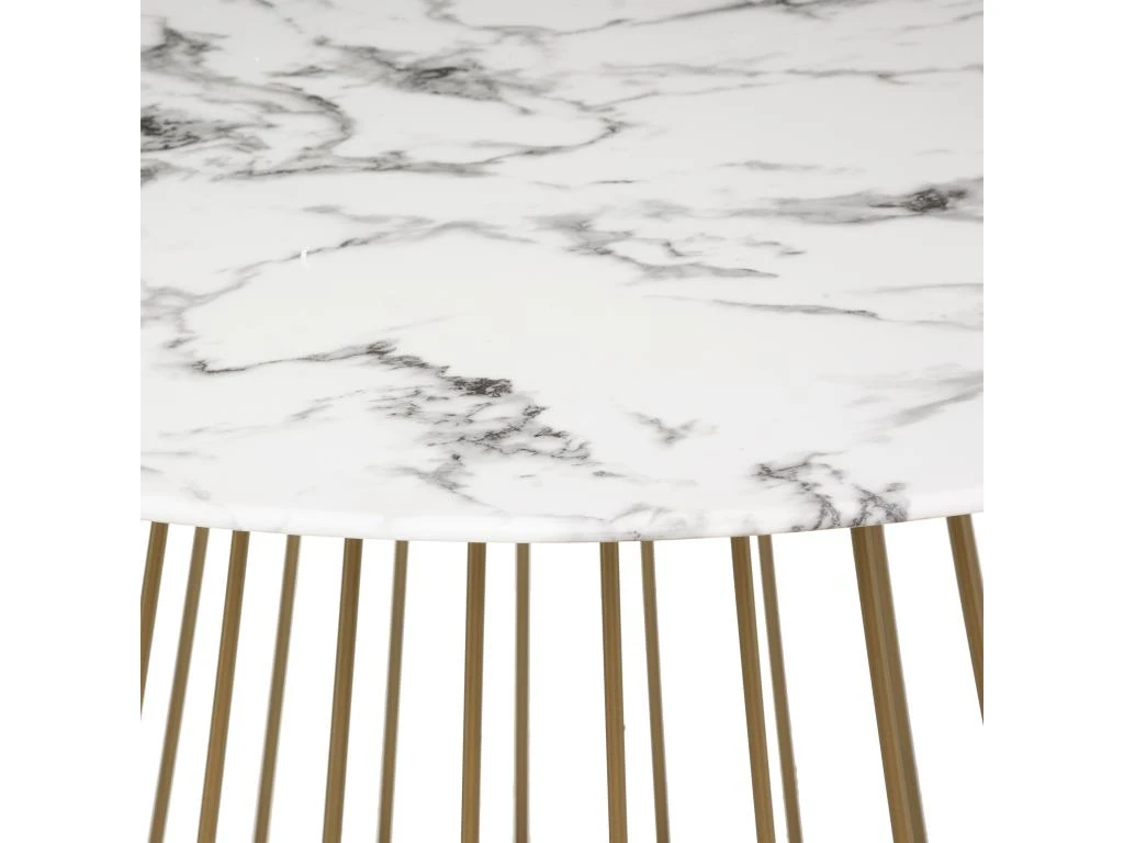 Table À Manger "rayo", Plateau Verre Trempé Effet Marbre, Blanc Dimensions 120x120x75 4 Table À Manger "rayo", Plateau Verre Trempé Effet Marbre, Blanc Dimensions 120x120x75 – Image 2