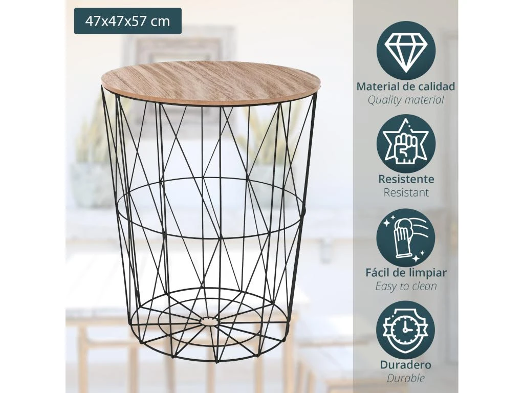 Table D'appoint Noire Dimensions 47x47x57cm 4 Table D'appoint Noire Dimensions 47x47x57cm – Image 2