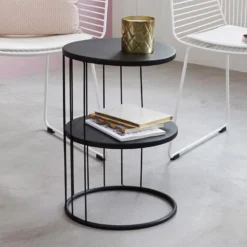 Table Auxiliaire, À La Fois Fonctionnelle Et Esthétique, Couleur Noire, Dimensions D. 36 X H. 52cm 9 Table Auxiliaire, À La Fois Fonctionnelle Et Esthétique, Couleur Noire, Dimensions D. 36 X H. 52cm -Pas Cher Mobiliora Magasin table basse 12988643