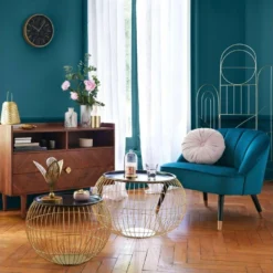 Ensemble De 2 Tables D'appoint Glamour Métalliques Or Et Noir Dimensions: 66,5 X H. 41,5 Cm 7 Ensemble De 2 Tables D'appoint Glamour Métalliques Or Et Noir Dimensions: 66,5 X H. 41,5 Cm -Pas Cher Mobiliora Magasin table basse 12988653