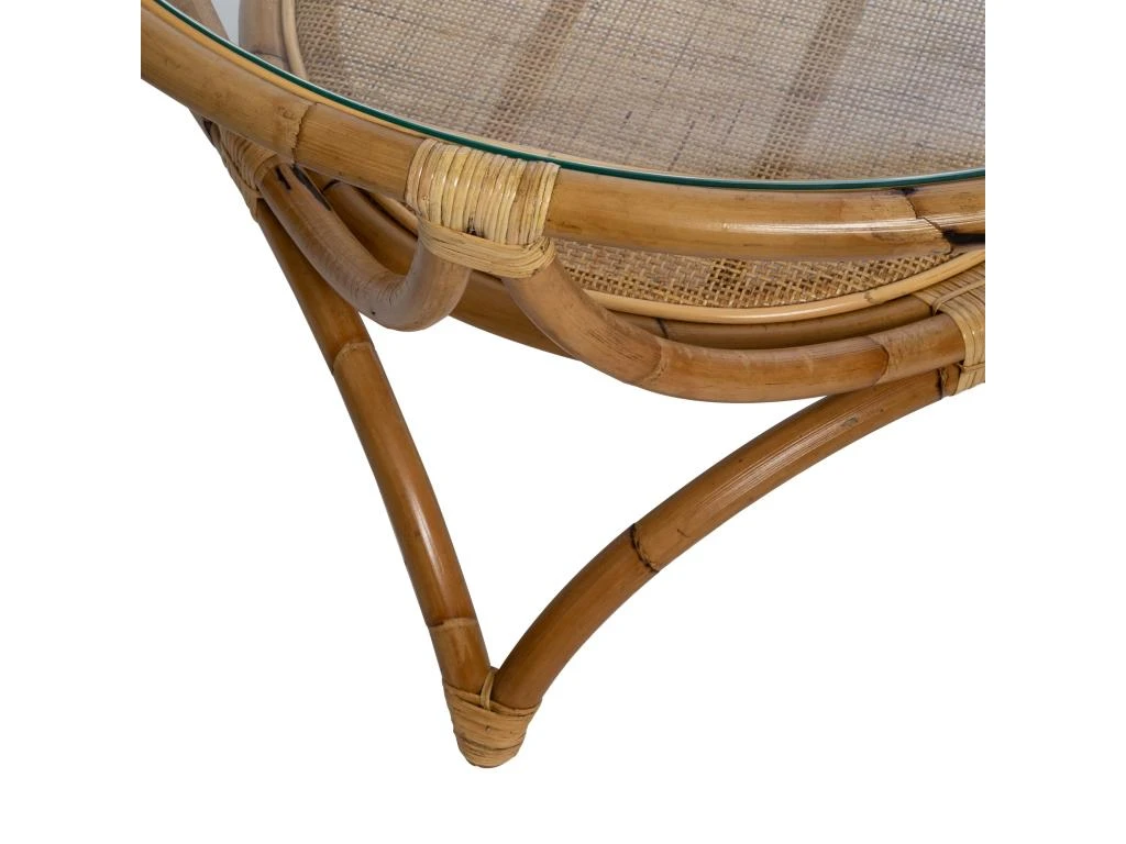 Table Basse Salon, Meuble De Salon En Verre Rattan Farah. Dimensions: 90x90x51 4 Table Basse Salon, Meuble De Salon En Verre Rattan Farah. Dimensions: 90x90x51 – Image 2