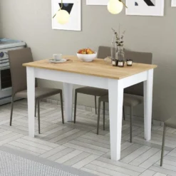 Table De Cuisine, 100% Aggloméré Plaqué Mélamine, Couleur Blanche. Dimensions 110 X75 X 72 Cm -Pas Cher Mobiliora Magasin table basse 12988789