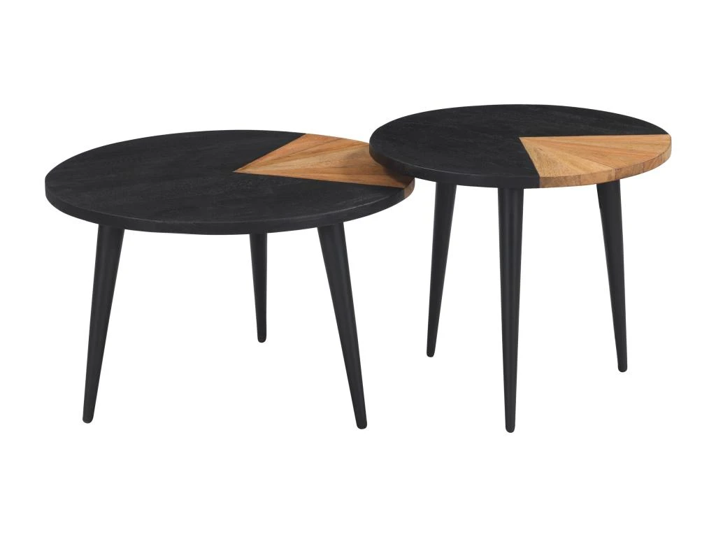 Tables Basses Binôme En Bois D'acacia (lot De 2) 6 Tables Basses Binôme En Bois D'acacia (lot De 2) – Image 4