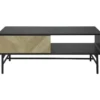 Table Basse 1 Tiroir - Bois Et Metal Noir - L 110 X P 60 X H 42 - BROOKLYN -Pas Cher Mobiliora Magasin table basse 13011625