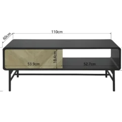 Table Basse 1 Tiroir - Bois Et Metal Noir - L 110 X P 60 X H 42 - BROOKLYN -Pas Cher Mobiliora Magasin table basse 13011631