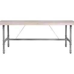 Table Basse Rectangulaire - Bois Et Tube Industriel Patine - 120 X 80 X 45 Cm - TULO