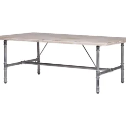 Table Basse Rectangulaire - Bois Et Tube Industriel Patine - 120 X 80 X 45 Cm - TULO -Pas Cher Mobiliora Magasin table basse 13013367