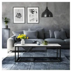 Table Basse Rectangulaire - Decors Marbre Pietement Metal Noir - L 120 X L 60 X H 43 Cm - MABLE -Pas Cher Mobiliora Magasin table basse 13016929