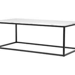 Table Basse Rectangulaire - Decors Marbre Pietement Metal Noir - L 120 X L 60 X H 43 Cm - MABLE -Pas Cher Mobiliora Magasin table basse 13016931