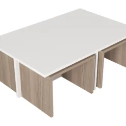 Tables Basses Gigognes - Blanc Et Naturel - LUDOVA -Pas Cher Mobiliora Magasin table basse 13081051