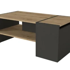 Table Basse Avec Rangements - Anthracite Et Naturel - VELKAN 15 Table Basse Avec Rangements - Anthracite Et Naturel - VELKAN -Pas Cher Mobiliora Magasin table basse 13081265