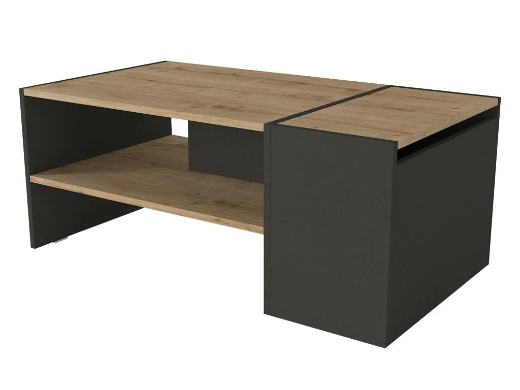 Table Basse Avec Rangements - Anthracite Et Naturel - VELKAN 8 Table Basse Avec Rangements - Anthracite Et Naturel - VELKAN â Image 6