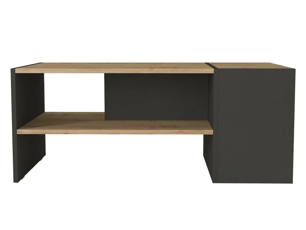 Table Basse Avec Rangements - Anthracite Et Naturel - VELKAN 7 Table Basse Avec Rangements - Anthracite Et Naturel - VELKAN â Image 5