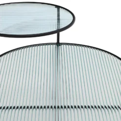 Nix - Table Basse En Verre Strié Et Métal - Couleur - Noir -Pas Cher Mobiliora Magasin table basse 13287725