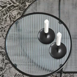 Nix - Table Basse En Verre Strié Et Métal - Couleur - Noir -Pas Cher Mobiliora Magasin table basse 13287727