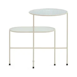 Nix - Table D'appoint En Verre Strié Et Métal - Couleur - Blanc