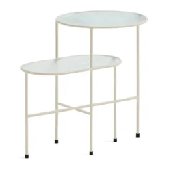Nix - Table D'appoint En Verre Strié Et Métal - Couleur - Blanc -Pas Cher Mobiliora Magasin table basse 13289835