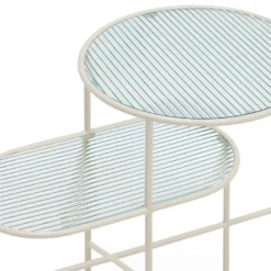 Nix - Table D'appoint En Verre Strié Et Métal - Couleur - Blanc -Pas Cher Mobiliora Magasin table basse 13289837