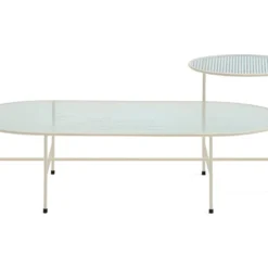 Nix - Table Basse En Verre Strié Et Métal - Couleur - Blanc