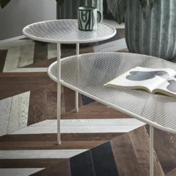 Nix - Table Basse En Verre Strié Et Métal - Couleur - Blanc -Pas Cher Mobiliora Magasin table basse 13304279