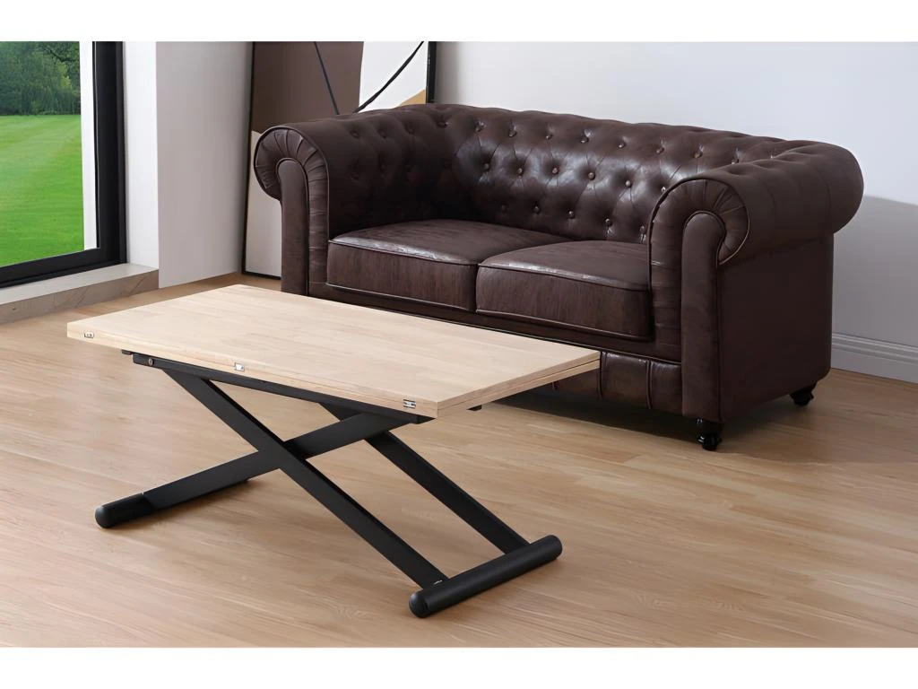 PRATIK - Table Basse Convertible Chêne Noir 4 PRATIK - Table Basse Convertible Chêne Noir – Image 2