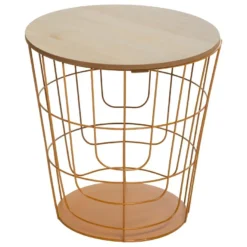 Table à Café En Métal Moutarde Et Plateau En Bois H 38 Cm