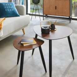 Lot De 2 Tables à Café Gigognes En Bois Foncé -Pas Cher Mobiliora Magasin table basse 13466341