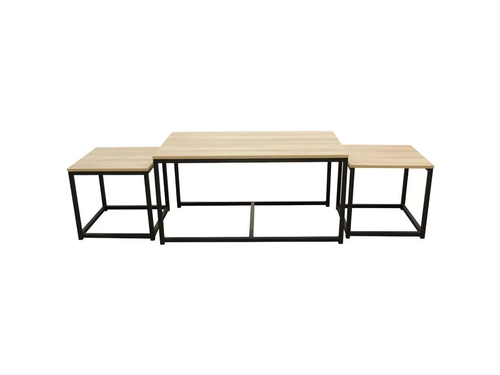 Tables Gigognes En Bois Et Métal Seattle (Lot De 3) 3 Tables Gigognes En Bois Et Métal Seattle (Lot De 3)