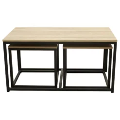 Tables Gigognes En Bois Et Métal Seattle (Lot De 3) 10 Tables Gigognes En Bois Et Métal Seattle (Lot De 3) -Pas Cher Mobiliora Magasin table basse 13524591