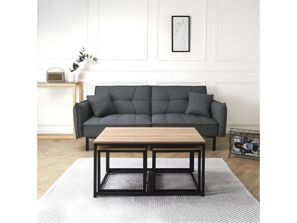 Tables Gigognes En Bois Et Métal Seattle (Lot De 3) 7 Tables Gigognes En Bois Et Métal Seattle (Lot De 3) – Image 5