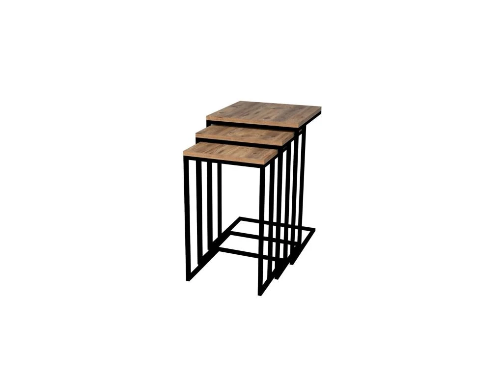 Table Gigogne, 100 % Aggloméré Plaqué Mélamine, Couleur Atlantique Noir 40x61.8x40 4 Table Gigogne, 100 % Aggloméré Plaqué Mélamine, Couleur Atlantique Noir 40x61.8x40 – Image 2