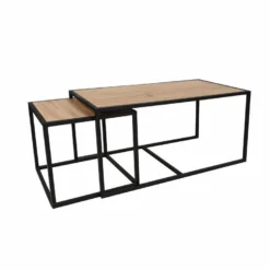 Ensemble De Tables D'appoint, 100 % Aggloméré Plaqué Mélamine, Couleur Chêne Noir 104x50x50