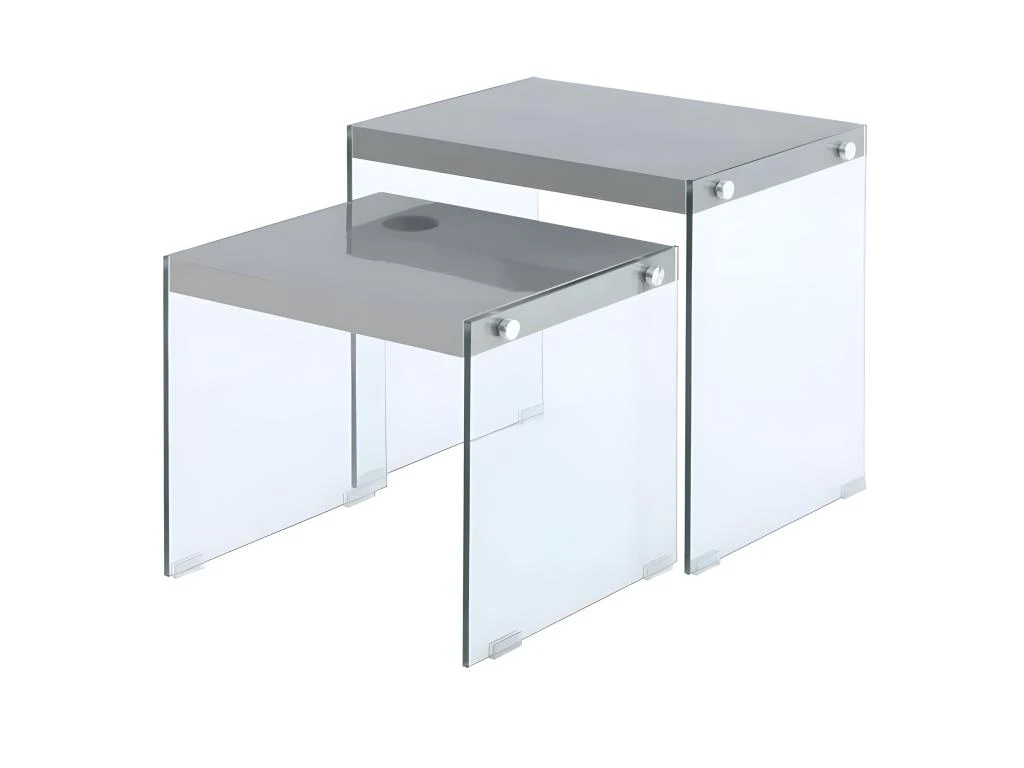 Lot De 2 Tables D'Appoint "Elementary" 46cm Gris 3 Lot De 2 Tables D'Appoint "Elementary" 46cm Gris