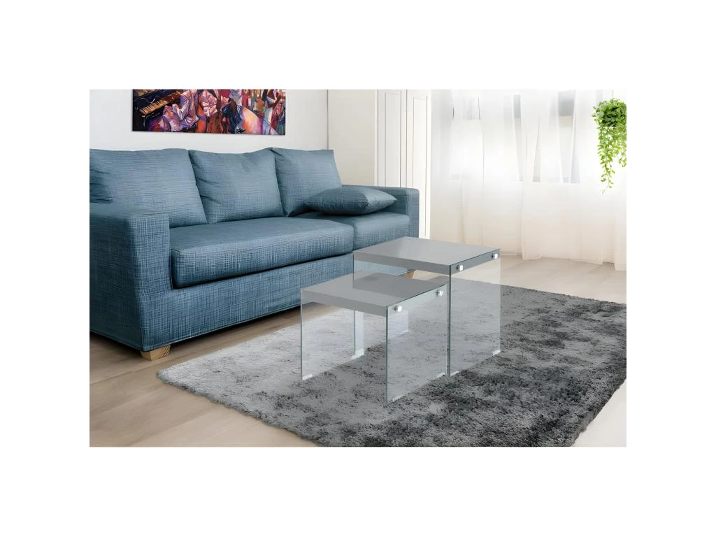 Lot De 2 Tables D'Appoint "Elementary" 46cm Gris 5 Lot De 2 Tables D'Appoint "Elementary" 46cm Gris – Image 3