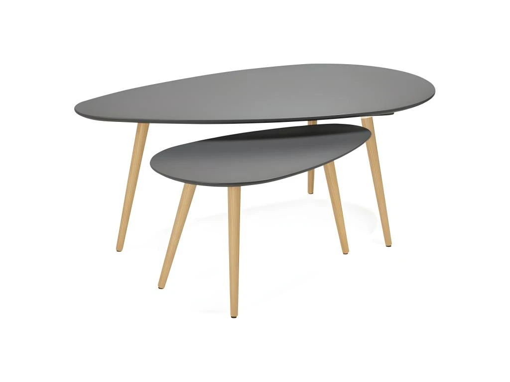 Lot De 2 Tables Gigognes "Rauma" 116cm Gris Foncé 3 Lot De 2 Tables Gigognes "Rauma" 116cm Gris Foncé