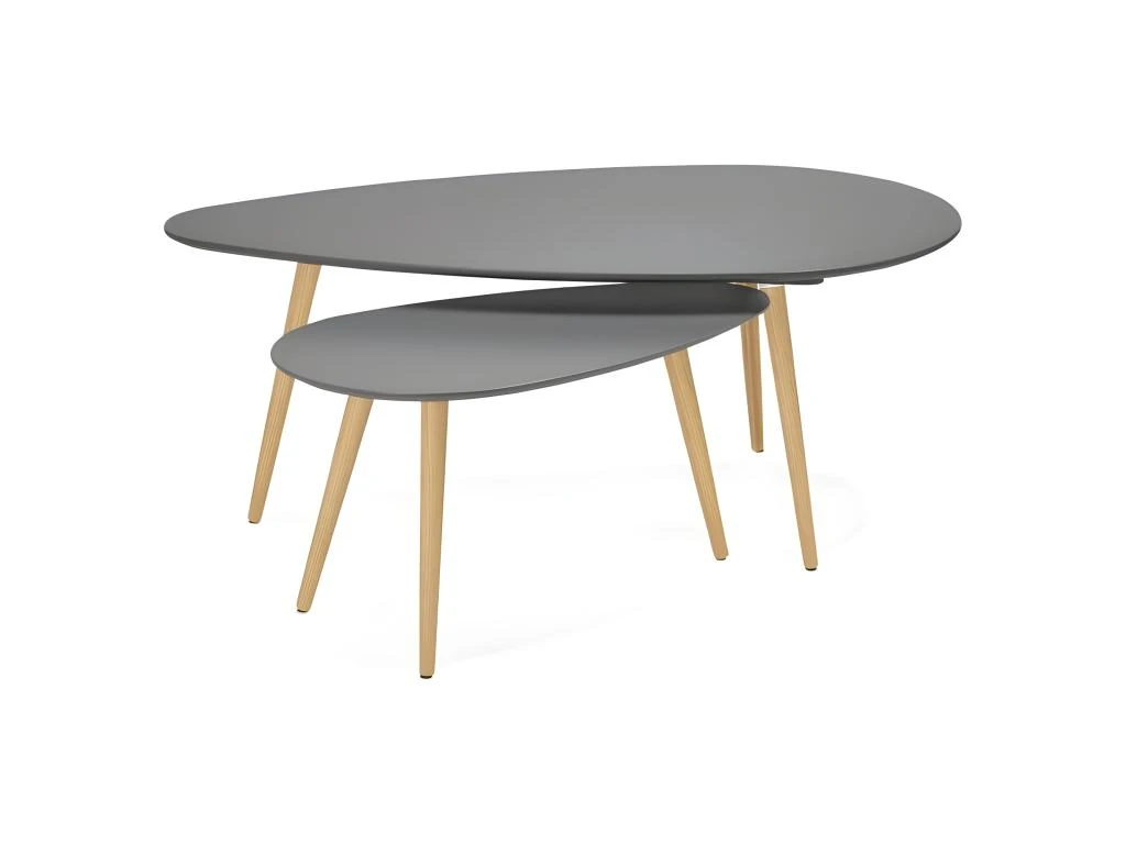 Lot De 2 Tables Gigognes "Rauma" 116cm Gris Foncé 4 Lot De 2 Tables Gigognes "Rauma" 116cm Gris Foncé – Image 2