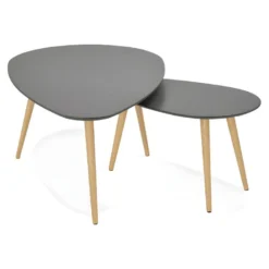 Lot De 2 Tables Gigognes "Rauma" 116cm Gris Foncé 9 Lot De 2 Tables Gigognes "Rauma" 116cm Gris Foncé -Pas Cher Mobiliora Magasin table basse 13795609