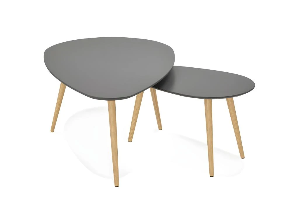 Lot De 2 Tables Gigognes "Rauma" 116cm Gris Foncé 5 Lot De 2 Tables Gigognes "Rauma" 116cm Gris Foncé – Image 3