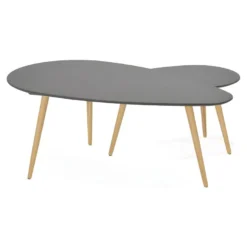 Lot De 2 Tables Gigognes "Rauma" 116cm Gris Foncé 10 Lot De 2 Tables Gigognes "Rauma" 116cm Gris Foncé -Pas Cher Mobiliora Magasin table basse 13795611