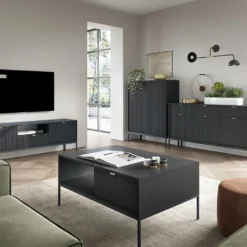 Table Basse Avec 2 Tiroirs Et 1 Niche - Noir - LIOUBA De Pascal MORABITO -Pas Cher Mobiliora Magasin table basse 1381443