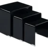 Lot De 3 Tables Basses Gigogne En Verre Trempé Noir - ICE -Pas Cher Mobiliora Magasin table basse 13815423