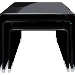 Lot De 3 Tables Basses Gigogne En Verre Trempé Noir - ICE 9 Lot De 3 Tables Basses Gigogne En Verre Trempé Noir - ICE -Pas Cher Mobiliora Magasin table basse 13815427