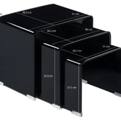 Lot De 3 Tables Basses Gigogne En Verre Trempé Noir - ICE 11 Lot De 3 Tables Basses Gigogne En Verre Trempé Noir - ICE -Pas Cher Mobiliora Magasin table basse 13815431