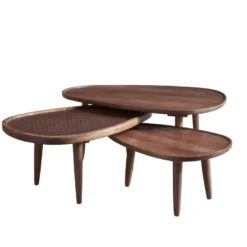 Set De 3 Tables Basses Gigognes En Acacia