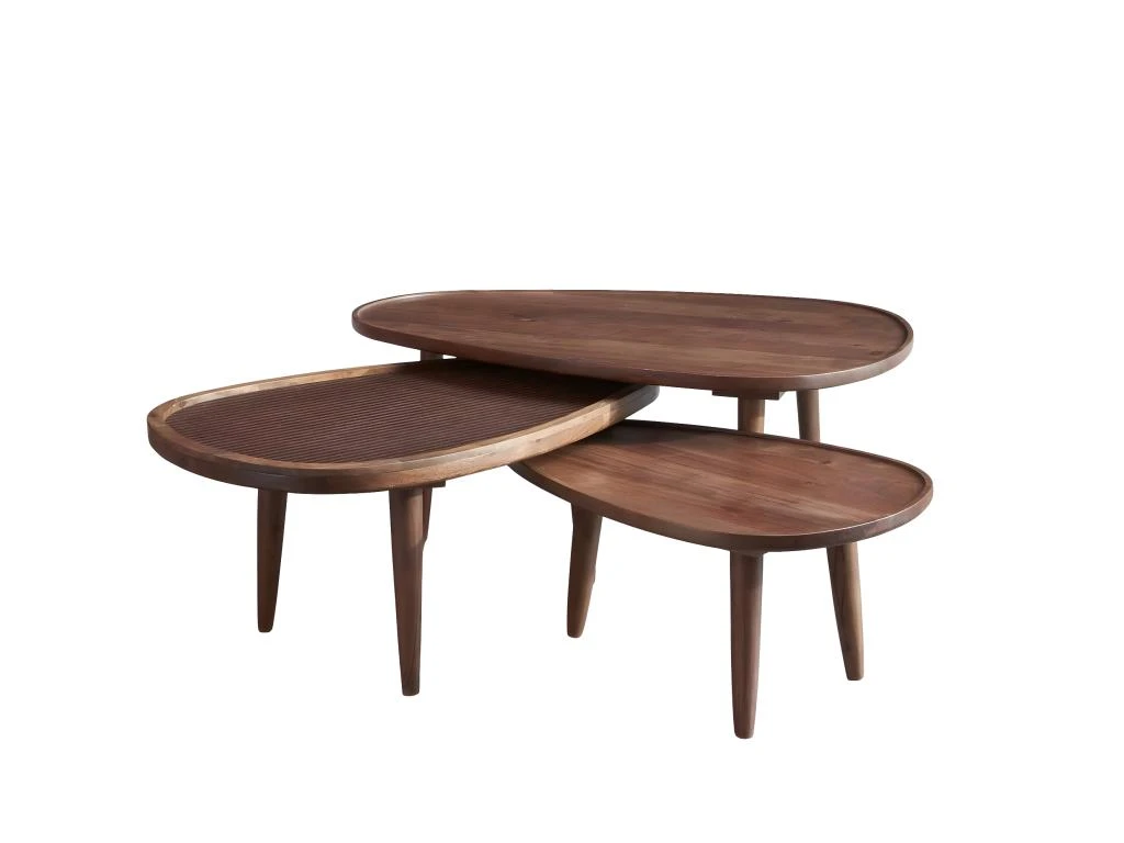Set De 3 Tables Basses Gigognes En Acacia 3 Set De 3 Tables Basses Gigognes En Acacia