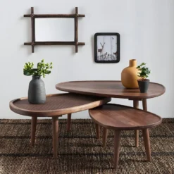 Set De 3 Tables Basses Gigognes En Acacia 8 Set De 3 Tables Basses Gigognes En Acacia -Pas Cher Mobiliora Magasin table basse 13936707