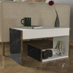 Table D'appoint De Salon Tamesis Moderne Blanc Or Noir 29,5x60x35 Cm 9 Table D'appoint De Salon Tamesis Moderne Blanc Or Noir 29,5x60x35 Cm -Pas Cher Mobiliora Magasin table basse 13987861