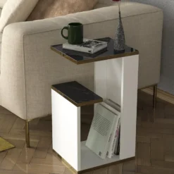 Table D'appoint De Salon Tamesis Moderne Blanc Or Noir 29,5x60x35 Cm 10 Table D'appoint De Salon Tamesis Moderne Blanc Or Noir 29,5x60x35 Cm -Pas Cher Mobiliora Magasin table basse 13987863