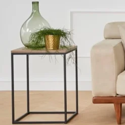 Table D'appoint De Salon Orinoco Noyer Noir 45x45x45 Cm -Pas Cher Mobiliora Magasin table basse 13987871